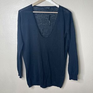 The Limited Sweater Women's Large Black Long Sleeve Linen Bland Lightweight NWT